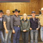 The Canadian Texas Longhorn Assoc. board of directors (l to r): Mike Donnelly, Jeff Jespersen, Clinton Bezan, Deb Lesyk, Tanner Allemand standing in for Daryl Allemand and Mark Stewart.