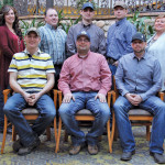 Saskatchewan Simmental Assoc. board of directors. Back row (l-r): Sarah Delorme, Trevor Kuntz, Blair McIntosh, Tyler Libke (vice-president), Donna Asher. Front row (l-r): Lyle Forden, Ryan Lundberg (president), Dave Erixon (past president). Missing: Kirsten Fornwald.