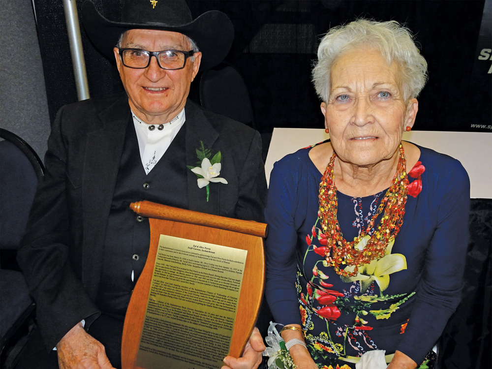 Ted and Olive Perrin of Swift Current are widely known as advocates and ambassadors for agriculture, opening Perrin Ranching at Beechy to many trail rides, agricultural organizations and international bus tours through the years. Ted was on the boards of the provincial and national Charolais associations for six years each, a 14-year director of the Saskatchewan Stock Growers Association and its representative on the Prairie Conservation Action Plan. The couple received the Environmental Stewardship Award in 2004, the Duke of Edinburgh Habitat Conservation Award in 2005, and an award for outstanding achievement for range management in 2006. Olive was the driving force behind starting the Saskatchewan High School Rodeo and the Snakebite Riding Arena Club, alongside being very active in local housing and care-home initiatives.