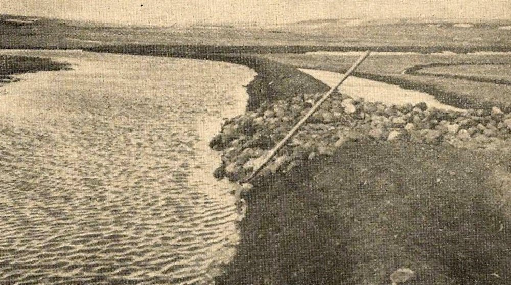 Simple and inexpensive, contour dikes help spread the run-off water on low lying land.