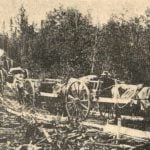Before the coming of the railroads, Red River cart brigades conveyed freight 900 miles from Fort Garry (Winnipeg) over the Great Trail to Edmonton.