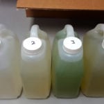 Appearances are deceiving when it comes to water quality as evidenced by the sulphate levels in these 2016 samples: 1,731 mg/l in jug 1; 2,056 mg/l) in jug 2; 21 mg/l in jug 3 and 15 mg/l in jug 4.