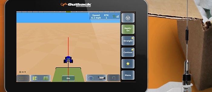The broad-acre model of Outback Guidance’s Rebel autosteer system offers precision up to a six- to eight-inch cross-track error margin. (OutbackRebel.com)
