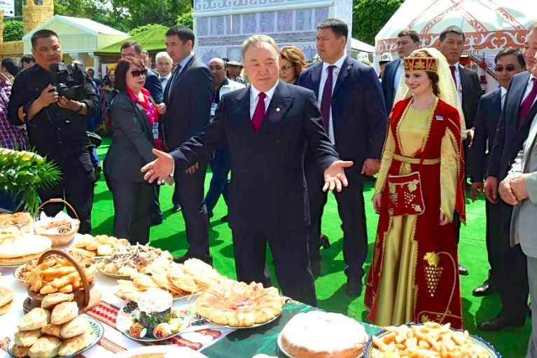 Kazakh President Nursultan Nazarbayev, shown here Sunday at Day of Unity celebrations in Astana, announced a cabinet shuffle Friday in response to rare public protests against farmland ownership reforms. (Akorda.kz)
