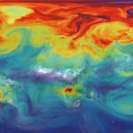 A supercomputer-modeled simulation showing the expected impact of global warming on Earth’s surface temperatures. (Photo courtesy NASA)