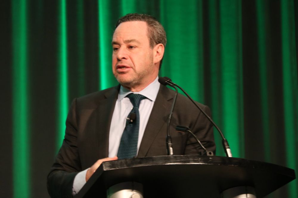 Prince Edward County landowner and political commentator David Frum spoke to the GFO March Classic in London. (John Greig photo)
