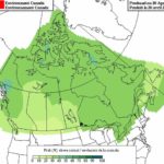 Environment Canada on April 30 released this forecast map for the probability of above-normal precipitation for the period of May through July 2018.