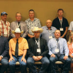 The Canadian Simmental Association board of directors. Back row (l to r): Larry Barkley, Marlin Leblanc, Byron Johnson, Roger Deeg, Frank Robblee, and Francis Gagnon. Front row (l to r): Bruce Holmquist (CSA general manager), Blair McRae, Lee McMillen, Garth Rancier, and Barb Judd (CSA office manager).