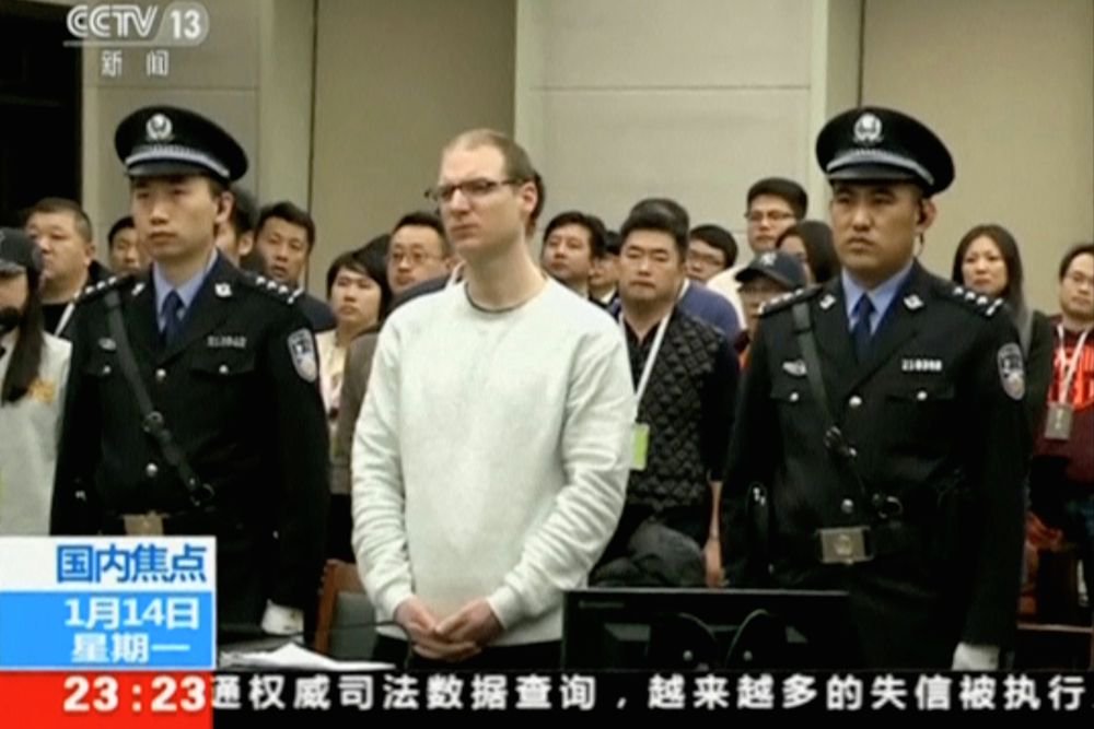 A still image taken from CCTV video shows Canadian Robert Lloyd Schellenberg on Jan. 14 in court, where on retrial for drug smuggling he was sentenced to the death penalty in Dalian in China’s Liaoning province. (Photo: CCTV/Reuters TV)
