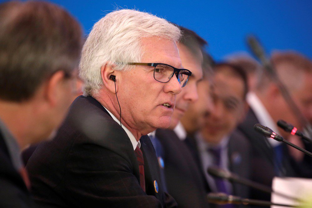 Federal International Trade Diversification Minister Jim Carr speaks at the China-Canada economic and financial strategy dialogue in Beijing on Nov. 12, 2018. (Photo: Reuters/Jason Lee/Pool)

