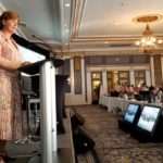 Agriculture Minister Marie-Claude Bibeau addresses the Dairy Farmers of Canada AGM in Saskatoon. (Photo courtesy AAFC)