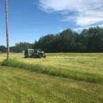 A producer in northwest Sask. bales ahead of forecasted rain in July.