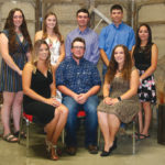 Charolais Youth Association board of directors. Front row (l. to r.): Shae-Lynn Evans, Keegan Blehm, Reegan McLeod. Back row (l. to r.): Haley Rosso, Calina Evans, Tyson Black, Brad Fergus, and Megan Perih. Missing: Evan Jamieson.