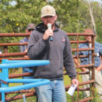 Lee Carpenter answers questions about his mixed farming operation, during the Saskaskatchewan Forage Council’s pasture tour near Hanley, Sask.