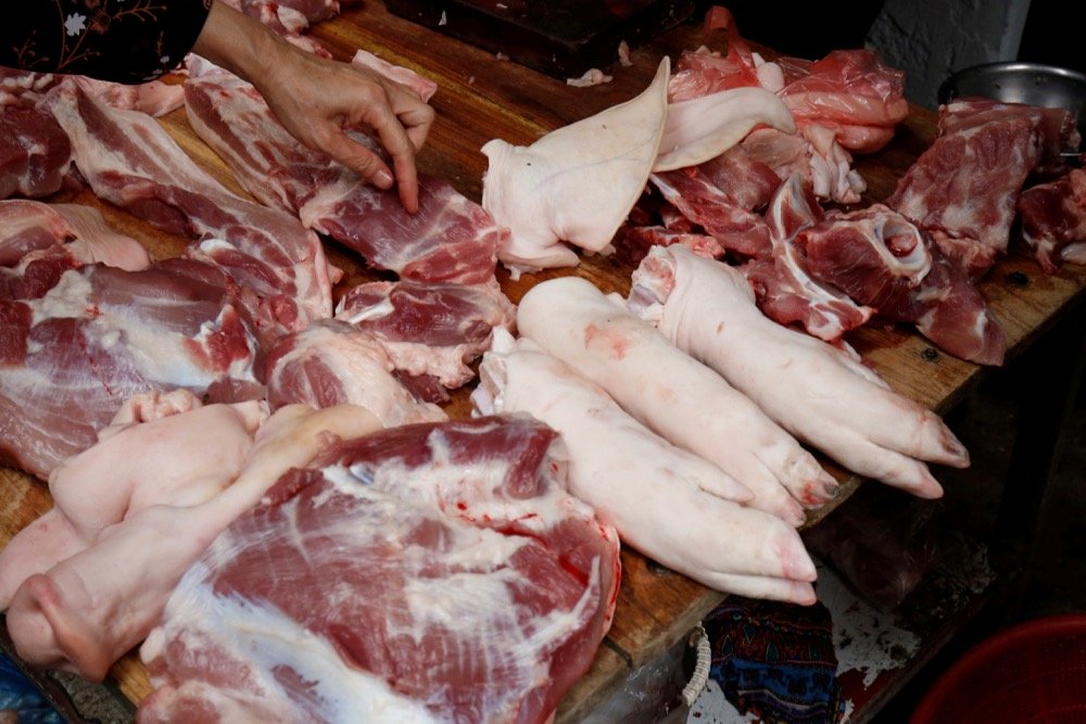 Pork is displayed for sale at a market in Hanoi, Vietnam in this Feb. 19, 2019 file photo. (Photo: Reuters/Kham)
