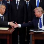 Chinese Vice-Premier Liu He and U.S. President Donald Trump shake hands after signing “Phase One” of a U.S.-China trade agreement during a ceremony at the White House in Washington on Jan. 15, 2020. (Photo: Reuters/Kevin Lamarque)
