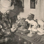 Charles Beil of Banff, famous cowboy sculptor in his studio.
