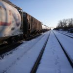 A CN freight train remains halted as train tracks are blocked two km away at Tyendinaga, Ont., east of Belleville, on Feb. 14, 2020. (Photo: Reuters/Chris Helgren)