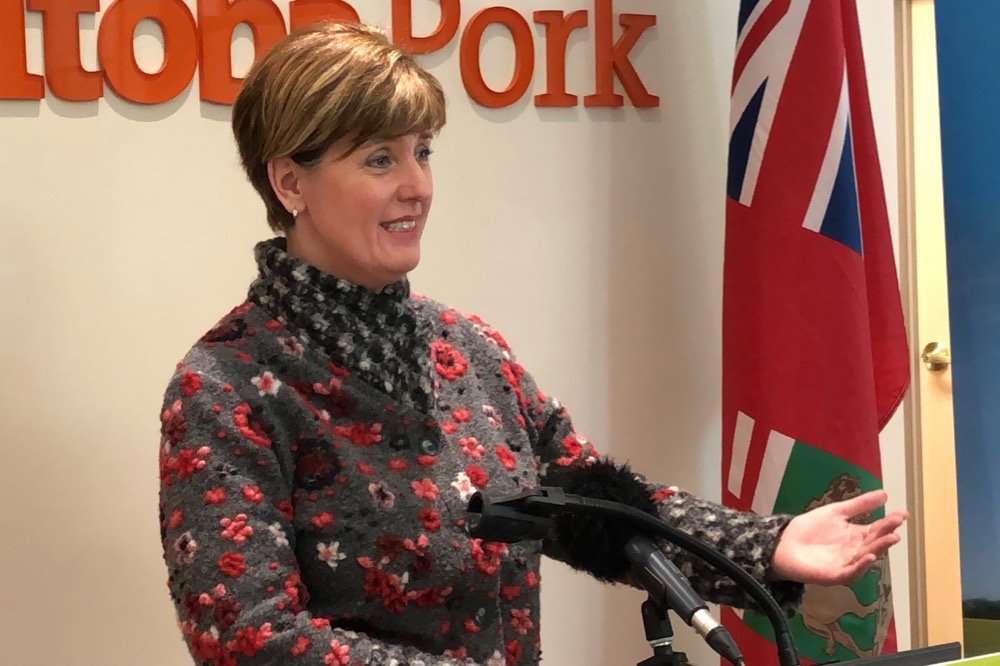Federal Agriculture Minister Marie-Claude Bibeau speaks to media in Winnipeg on Feb. 13, 2020. (Dave Bedard photo)
