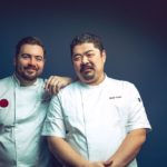 Chop Steakhouse Bar's Executive Chef, Stephen Clark, with old friend and mentor, 2019 Pinnacle Awards Chef of the Year, Chef Alex Chen, at the launch of the Steak Masters - In Pursuit of Perfection tour. (CNW Group/Chop Steakhouse & Bar)