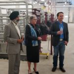Dr. Baljit Singh, dean of veterinary medicine at the University of Calgary, Provost Dru Marshall and Ag Minister Devin Dreeshen tour the U of C campus in the summer of 2019.