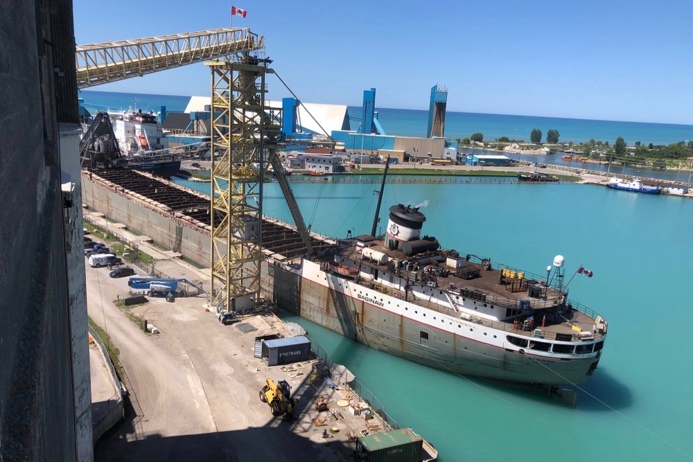 A vessel loading at Parrish and Heimbecker’s Goderich, Ont. grain terminal. (Photo courtesy P+H)
