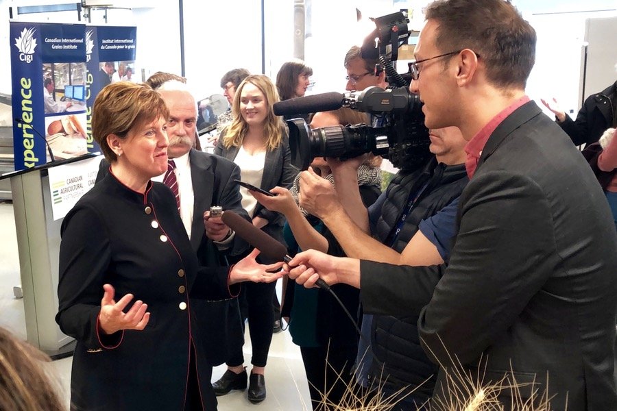 File photo of Agriculture Minister Marie-Claude Bibeau speaking to media in Winnipeg in March 2019. (Dave Bedard photo)
