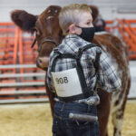 Ten-year-old Lincoln Graham dons a mask while showing at the Lloydminster Stockade Roundup. Show organizers decided to hold Roundup in person this past November, with protocols in place.