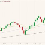 ICE November 2021 canola (candlesticks) with 10-, 20-, 50- and 100-day moving averages (yellow, green, purple and black lines). (Barchart)
