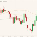 CBOT September 2021 wheat (candlesticks) with 20-, 50- and 100-day moving averages (yellow, orange and green lines). (Barchart)