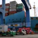A Maersk ship and containers are seen at Brazil’s port of Santos on Sept. 23, 2019. (File photo: Reuters/Amanda Perobelli)