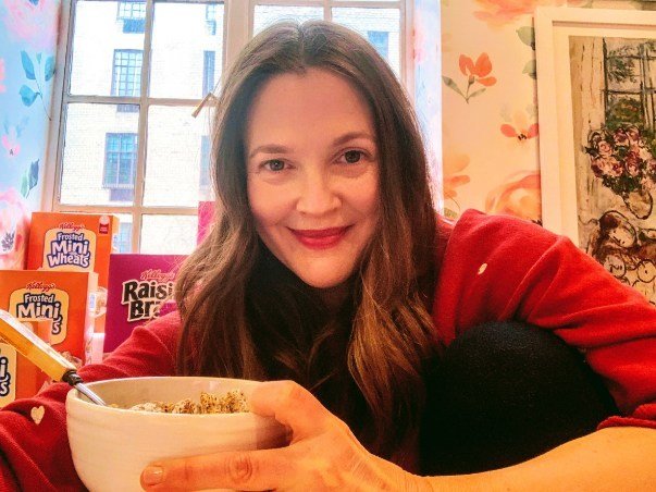 Kellogg, whose products are shown here in a National Breakfast Week promotion with actress and talk show host Drew Barrymore on March 8, has reached a deal with striking U.S. workers. (Kelloggcompany.com)
