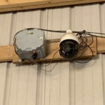 The Wrights’ calving camera, installed in one of their barns. Because the cameras are connected to Wi-Fi, Jim Wright is able to monitor the cows with his cellphone at work and rush home if needed.
