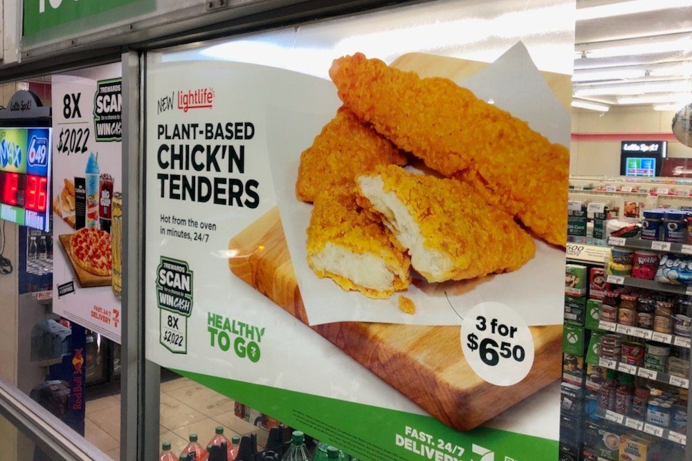 Greenleaf Foods, a subsidiary of meat processor Maple Leaf Foods, last month began providing its plant-based Lightlife Chick’n Tenders to convenience chain 7-Eleven in Canada. (Dave Bedard photo)
