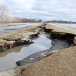 A washout on Manitoba PR 240, about 60 km north of the U.S. border, on May 2, 2022. (Manitoba Co-operator photo by Alexis Stockford)