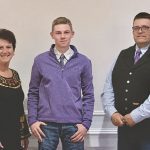L to R: Canadian Junior Angus co-ordinator and Canadian Angus Foundation executive director Belinda Wagner, heifer voucher recipient Chase Bruynooghe and Canadian Angus Foundation past chair Kirk Wildman.