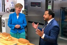 Agriculture Minister Marie-Claude Bibeau on July 19 attended an event in Winnipeg marking the 50th anniversary of Cereals Canada with that organization&#8217;s CEO Dean Dias. (Dave Bedard photo)
