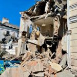 A view shows a destroyed building, as Russia’s attack on Ukraine continues, following shelling in Mykolaiv, Ukraine, in this handout picture released July 31, 2022. Photo: Press service of the Mykolaiv Regional Prosecutor’s Office/handout via Reuters.