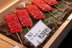 Wagyu beef on skewers at a Tokyo market. (Michal_Staniewski/iStock/Getty Images)
