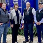 Miles Immerkar (Canadian Angus Association CEO), Sylvia Jackson, Bill Jackson and Canadian Angus Association president Graham McLean.