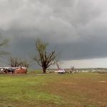 Damage is seen from a rain-wrapped tornado at Cole, Okla., just south of Oklahoma City, on April 19, 2023, in a screengrab from a social media video. (Photo: Hans Duran video screengrab via Reuters)