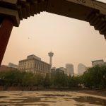Smoky skies over Calgary on May 16, 2023. (Photo: Reuters/Leah Hennel)