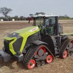 One of Claas’ new Xerion tracked tractors on display at Ag in Motion. (AgDealer video screengrab)