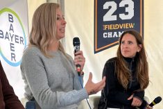 Regan Ferguson tells of her experience using data on the farm near Melfort at Ag In Motion. (Jeff Melchior photo)
