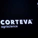 The logo and trading info for Corteva Agriscience displayed on the New York Stock Exchange in New York. Photo: Reuters/Brendan McDermid