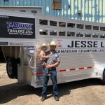 Jesse Lawes and son Westin. Lawes went from a career in pro rodeo to working in the family’s auction marts full-time, and has found success in auctioneer competitions.