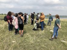 Tom Harrison, a rancher from north of Regina, talks to students about his operation through the Adopt a Rancher program. Photo: Shirley Bartz