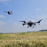 The smaller DJI Mini Pro 3 is an easier way to check if gates are open and water troughs working, while the DJI Agras T-10 can be fitted with a spreader.
