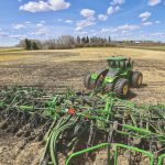 Variable rate fertilizer being applied during seeding at Steckler Farm in Alberta in 2022. Photo: Courtesy Olds College of Agriculture and Technology