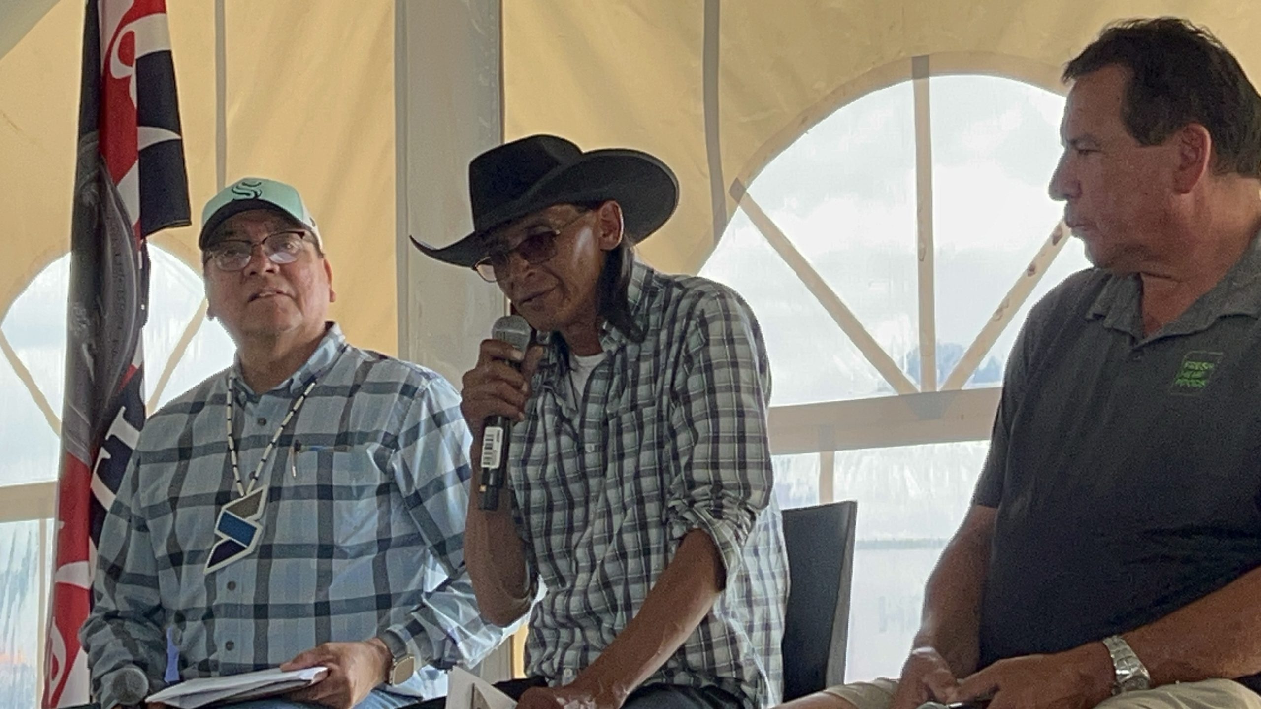 Indigenous Producers Panel (L to R: Milton Tootoosis, Warren Many Grey Horses, Darryl McElroy). Photo: Ed White
